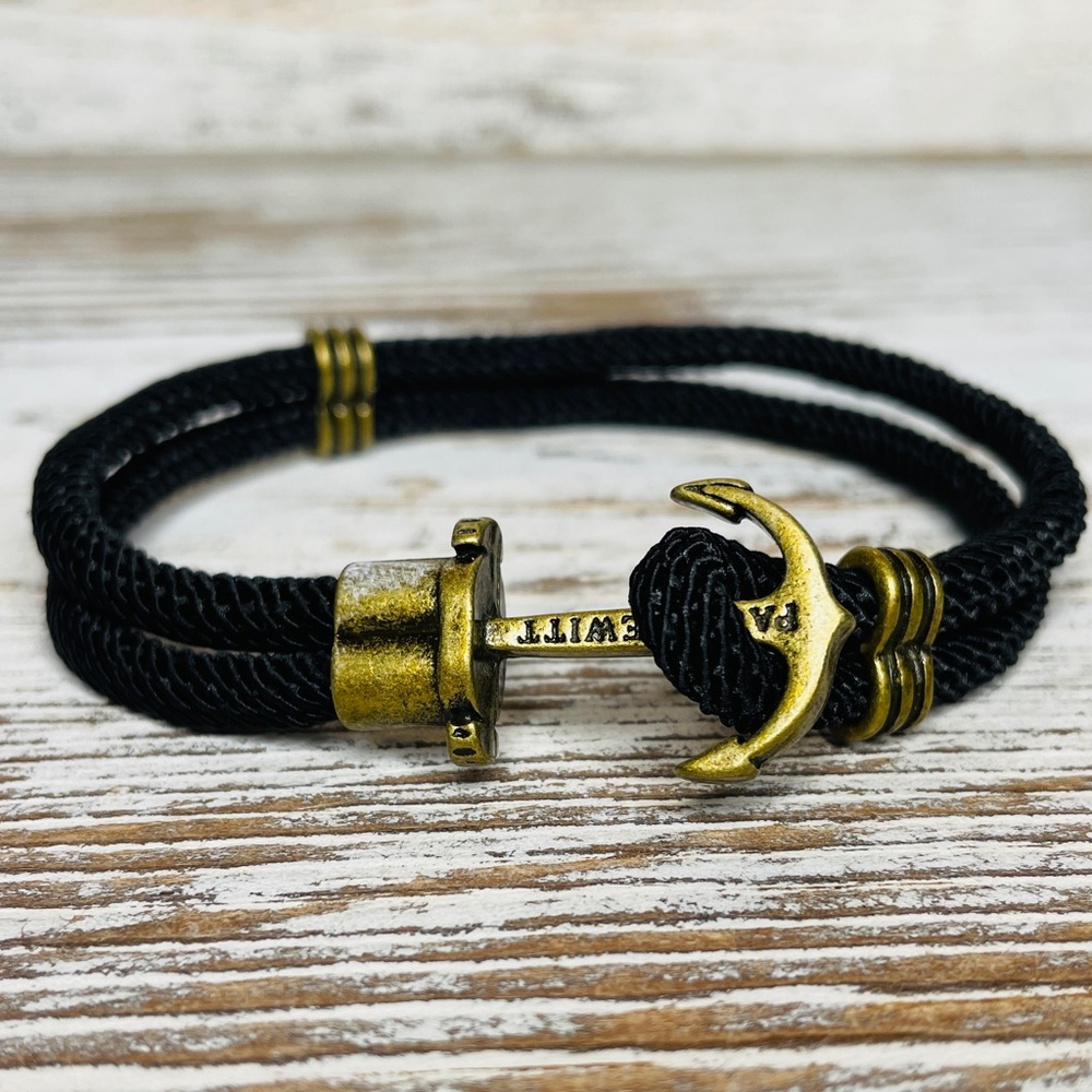 Bracelet Rope Anchor Unisex Mens Womens Size Small Black Bronze
